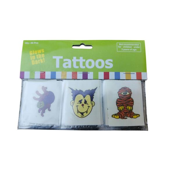 Halloween Glow in the Dark Temporary Tattoos for Kids 72 Count Spooky Scary - Picture 3 of 6